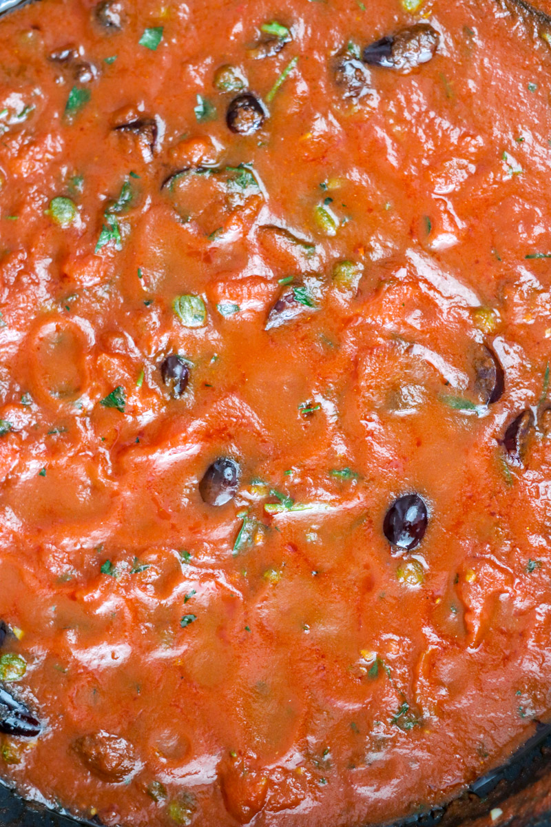 close up image of sauce. 