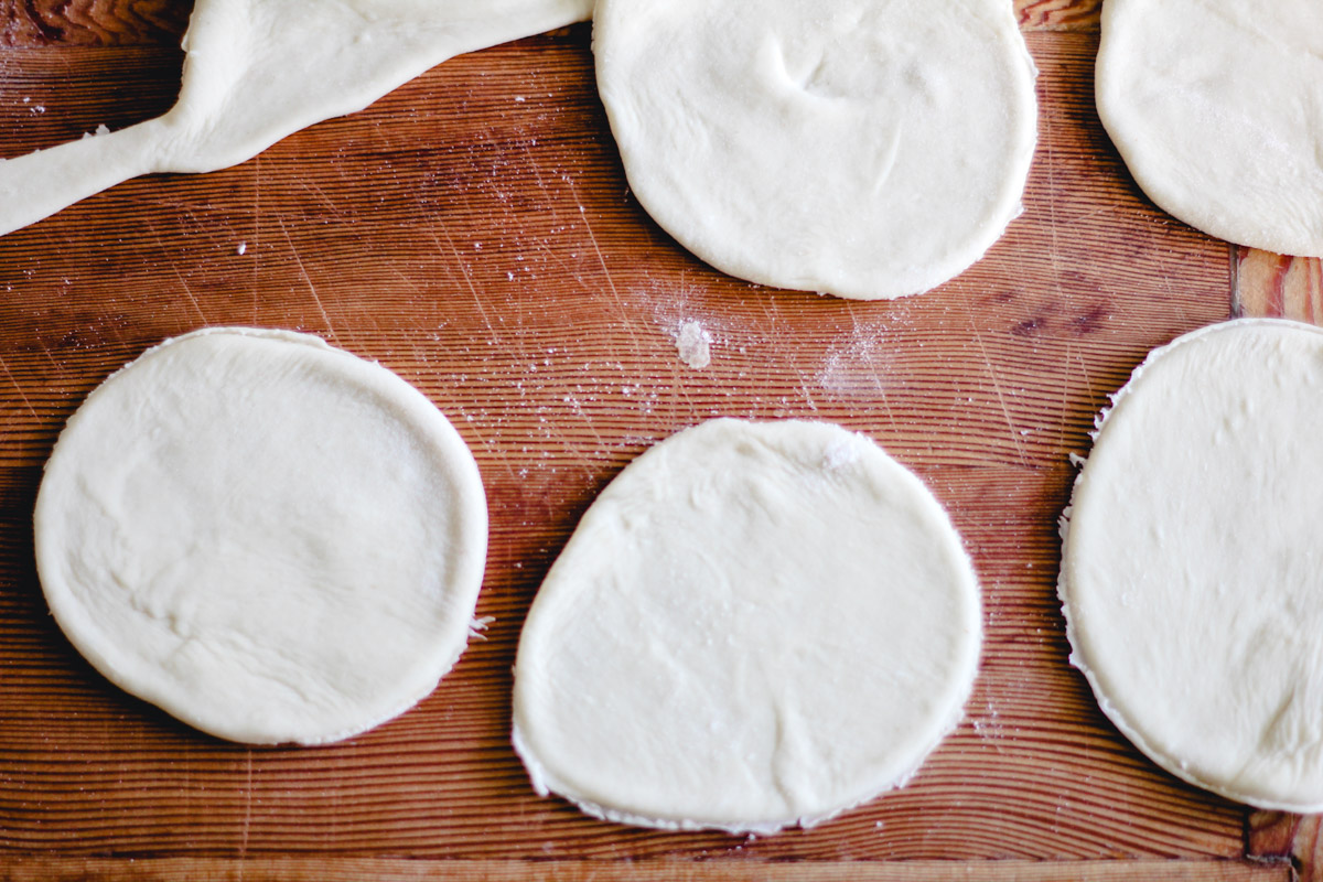 image of pasta dough cut into rounds