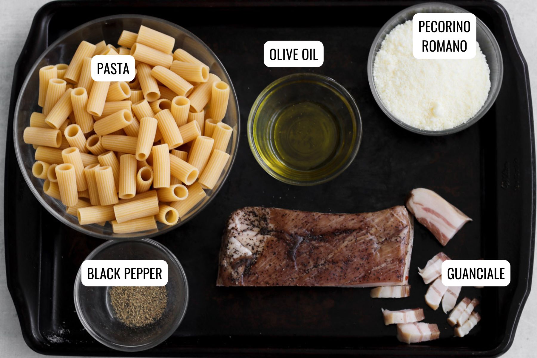 Alla gricia ingredients.