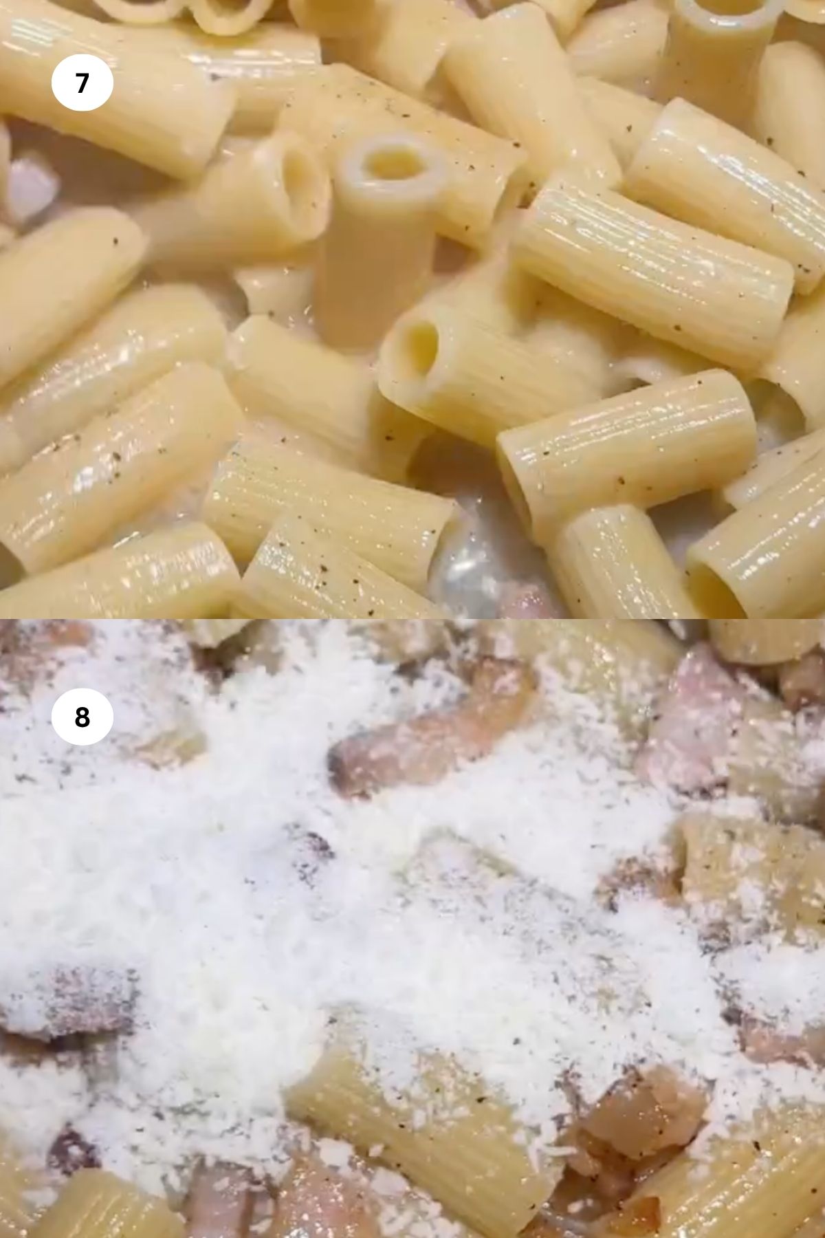 Pasta alla gricia step by step.