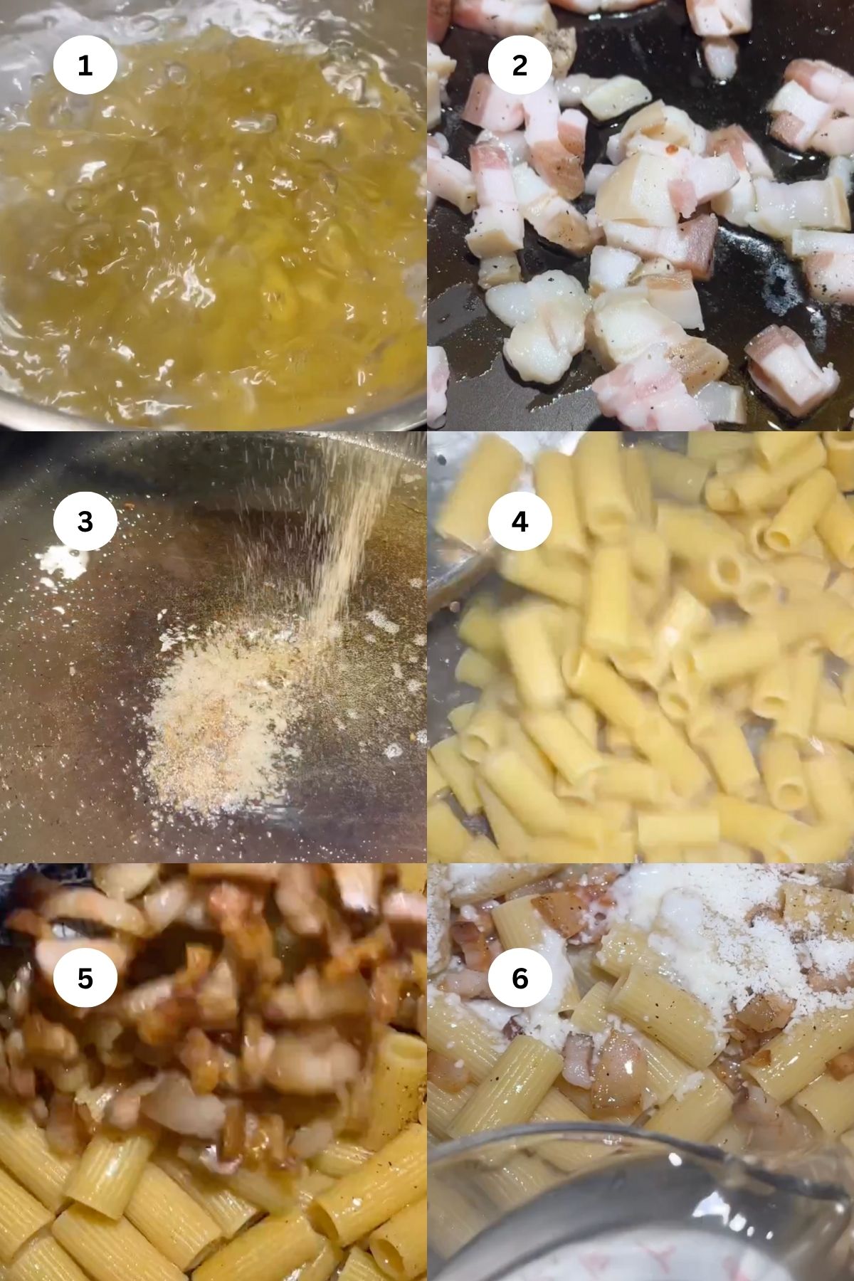 Pasta alla gricia step by step.