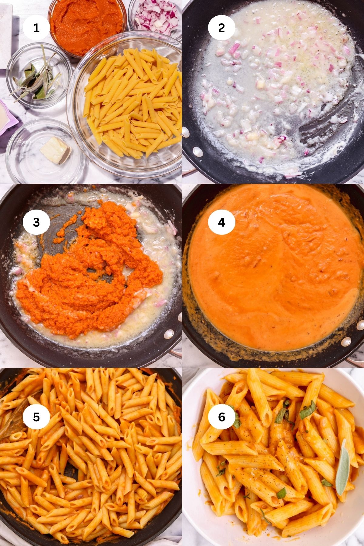 Pumpkin pasta step by step.