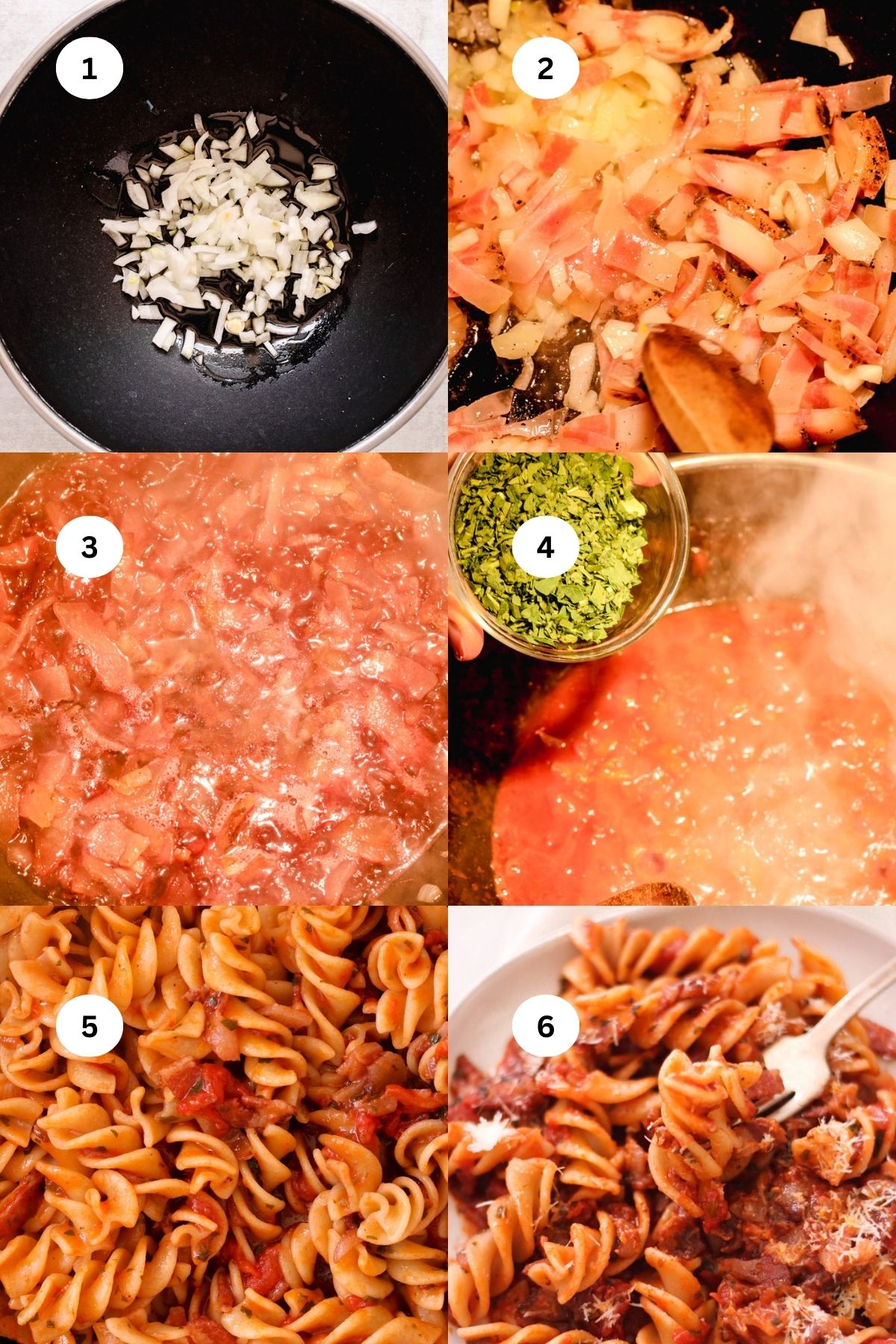 Amatriciana step by step phtoos.