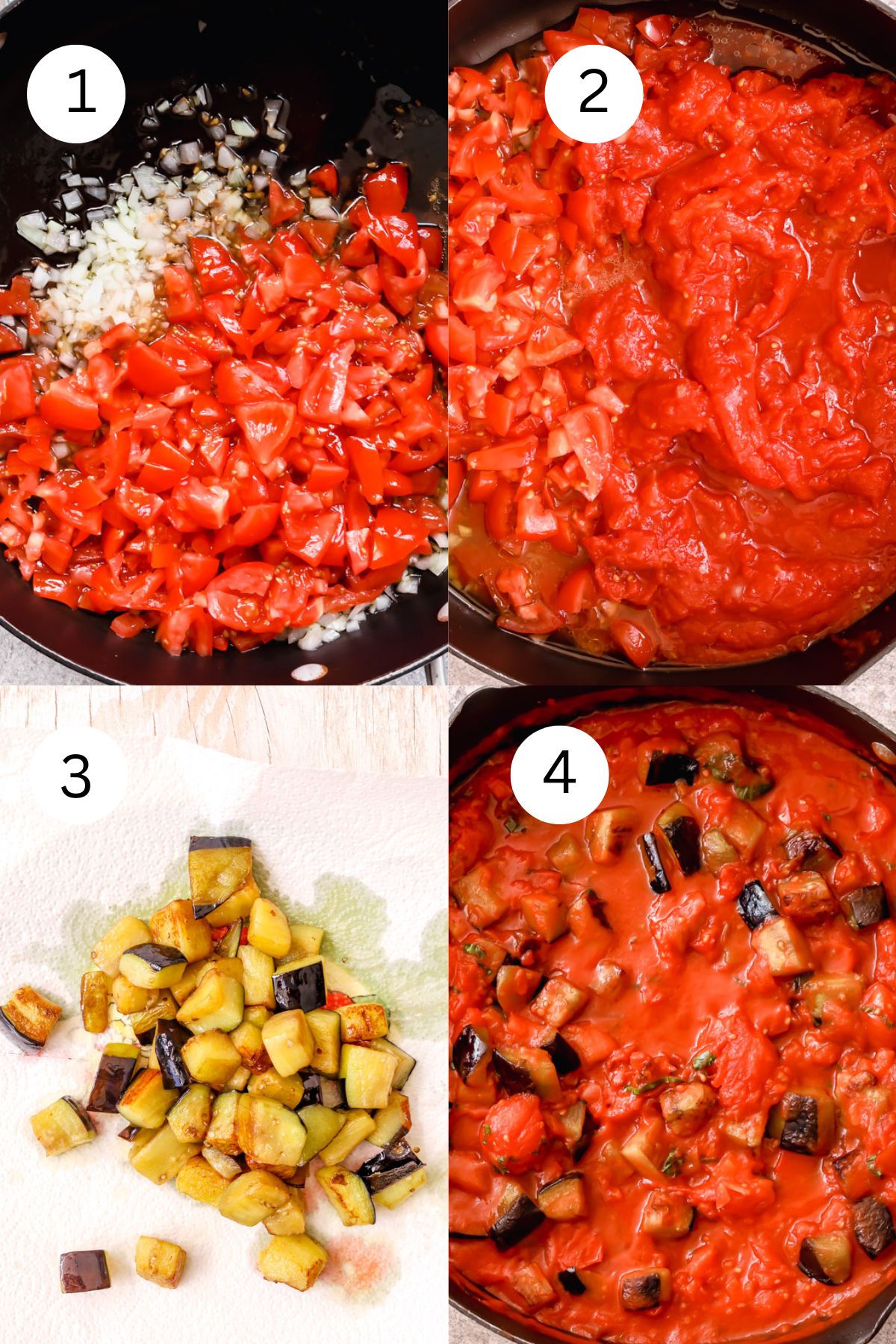 Pasta alla norma step by step.