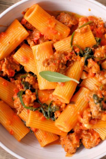 Creamy sausage pasta.