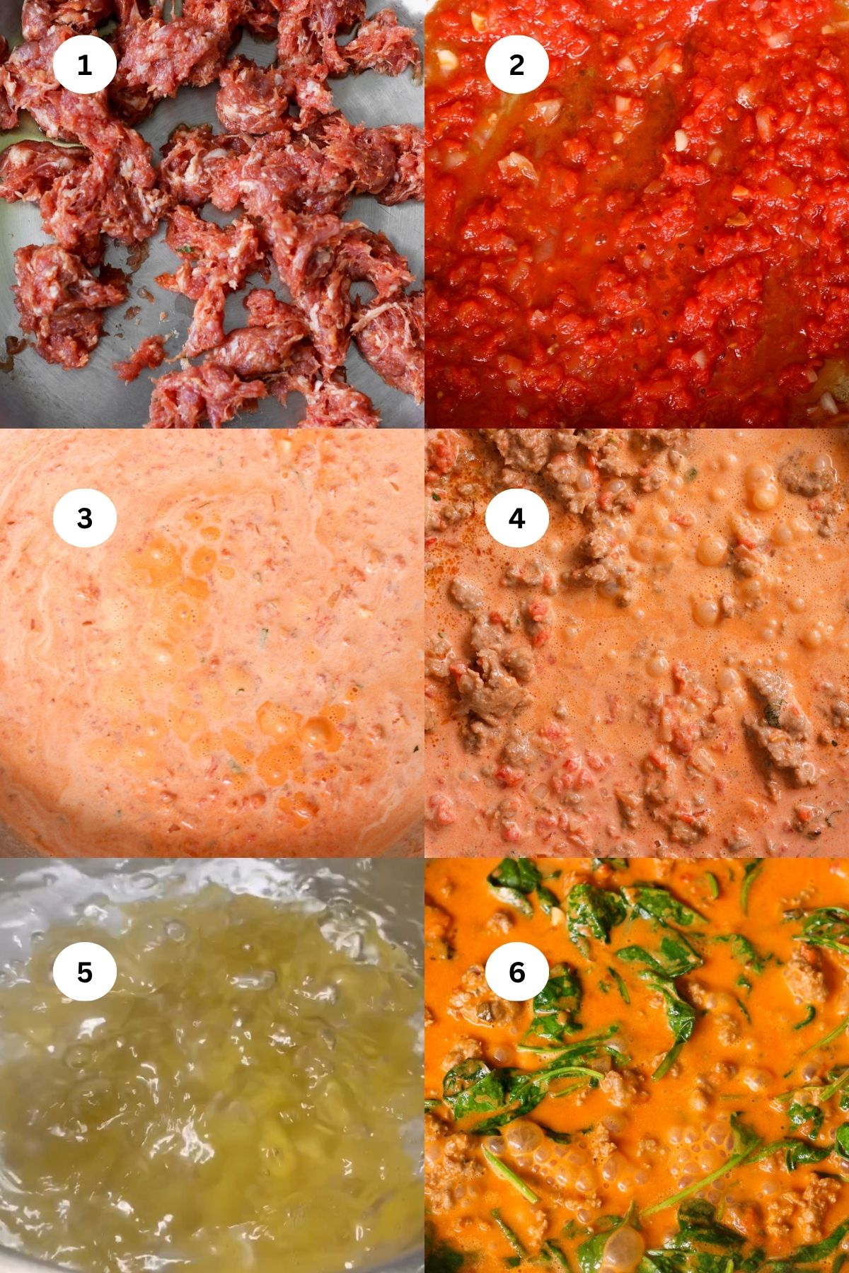 Sausage rigatoni step-by-step.