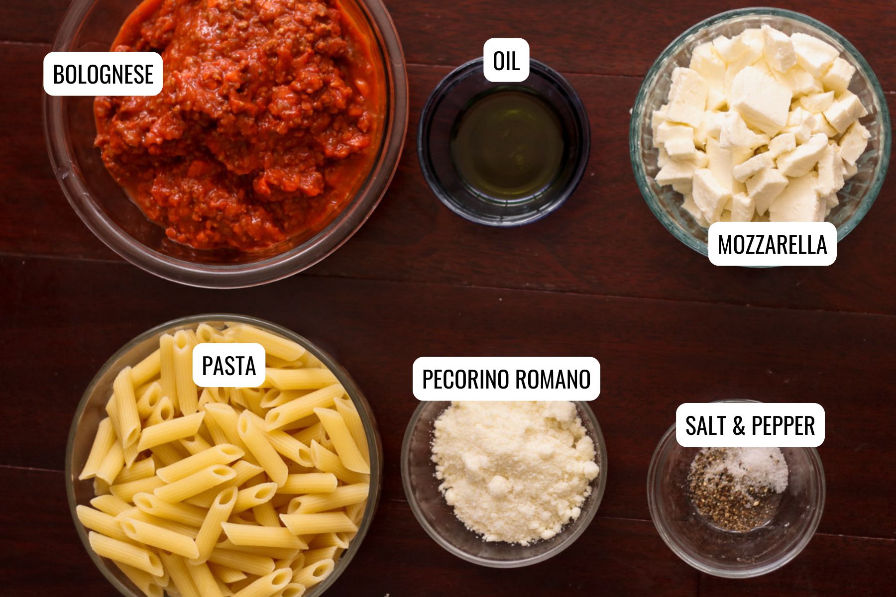 Pasta al forno ingredients.