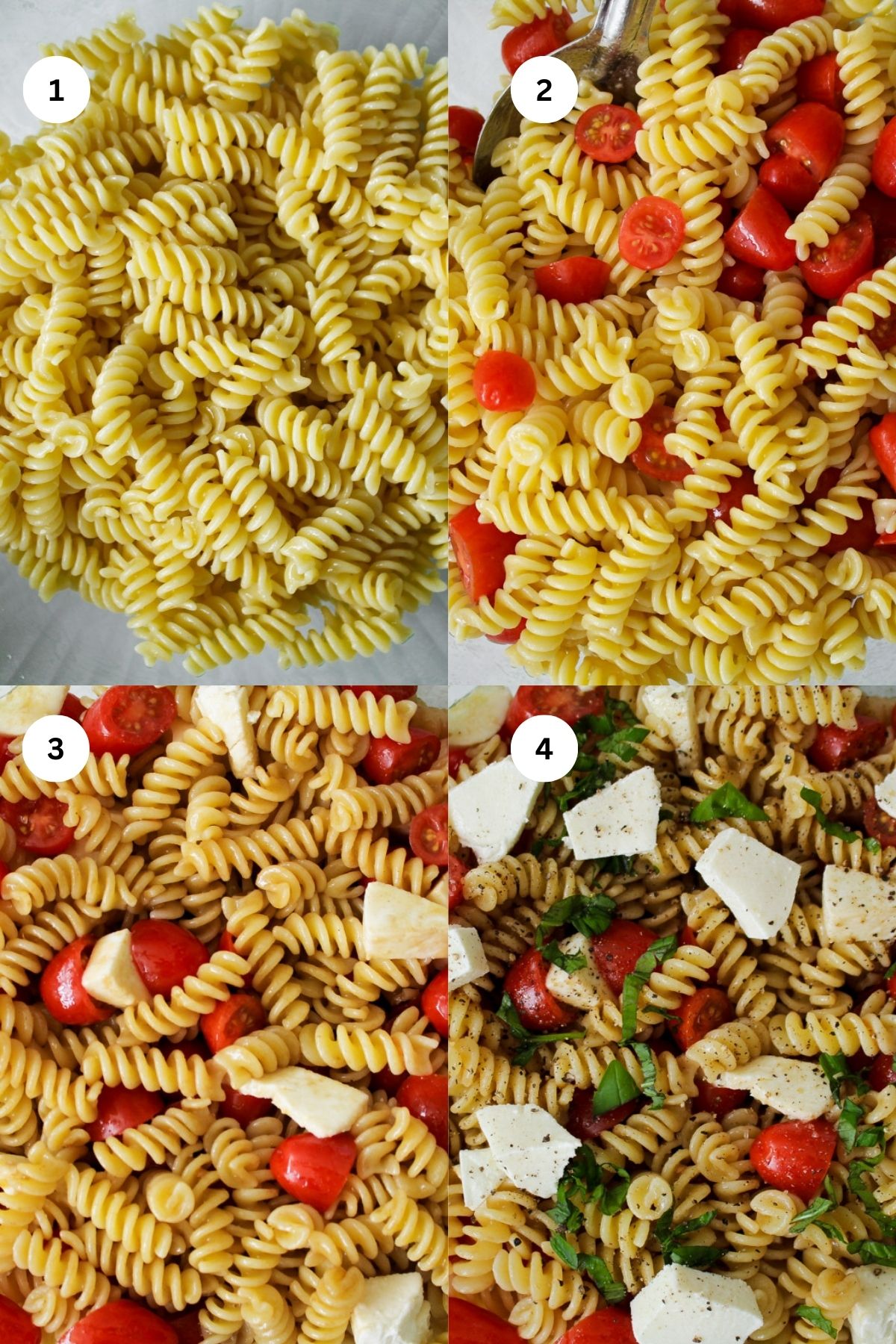 Italian pasta salad step by step.