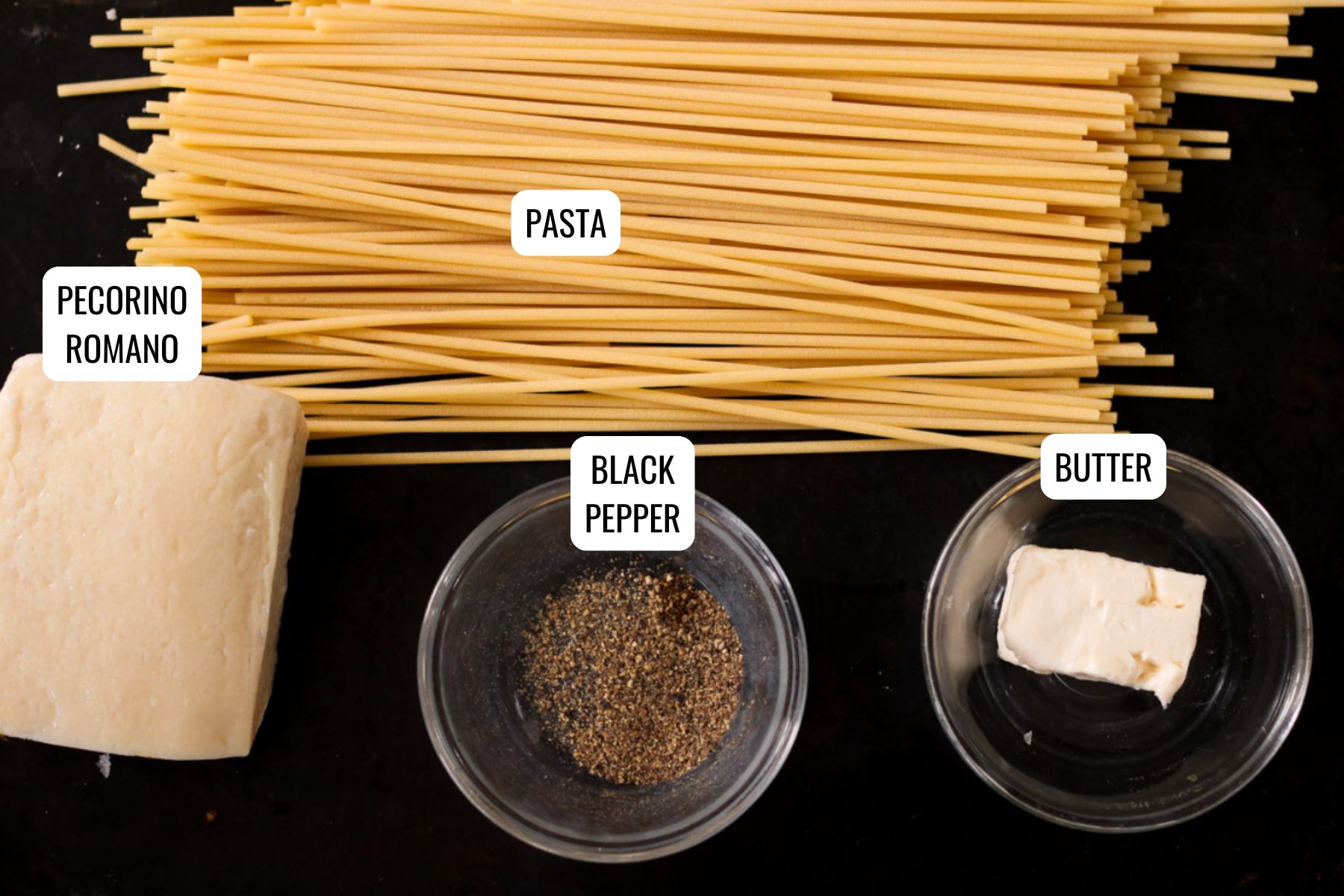 Cacio e Pepe Ingredients.