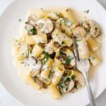 Chicken and mushroom pasta recipe.