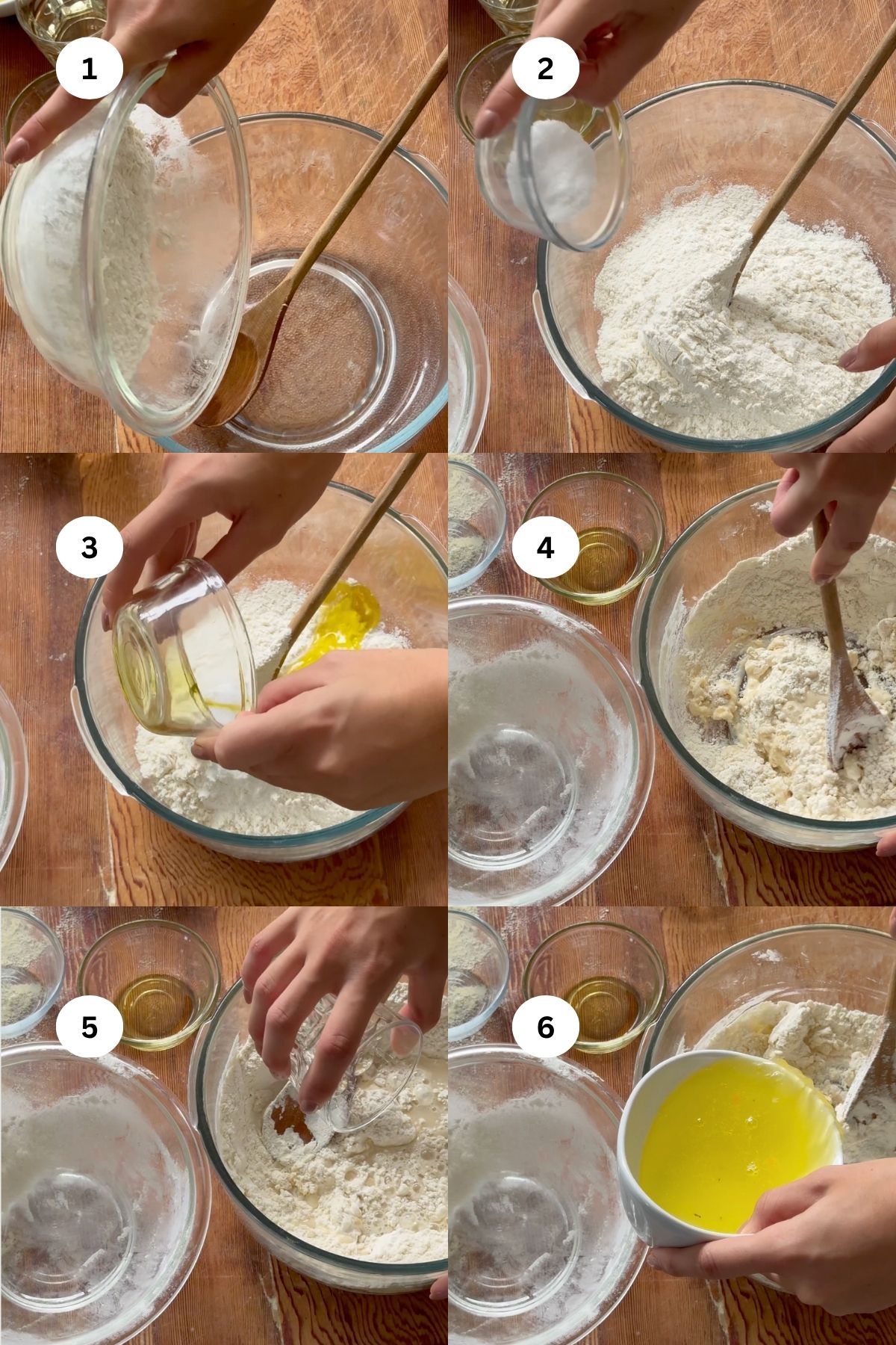 Pici pasta step by step processs.
