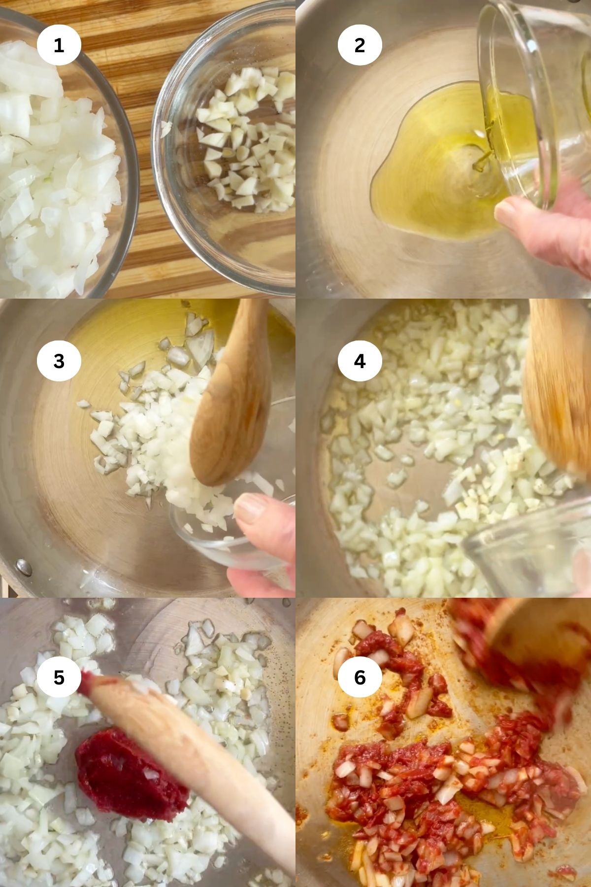 collage of photos to make creamy ground beef pasta.