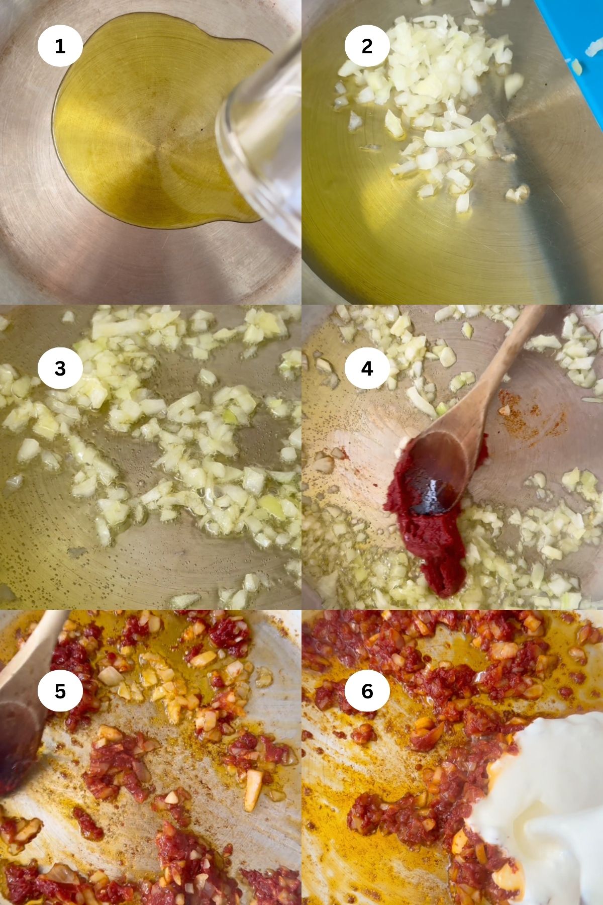 collage of photos showing how to make sun dried tomato pasta.