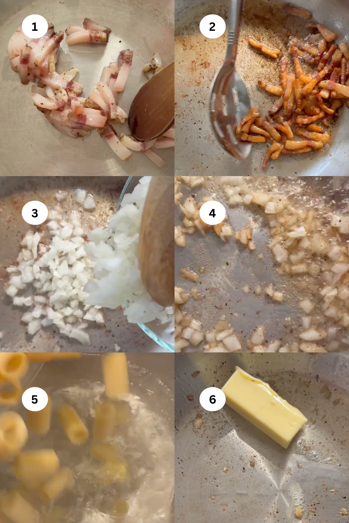 collage of photos to make creamy pistachio pasta. 