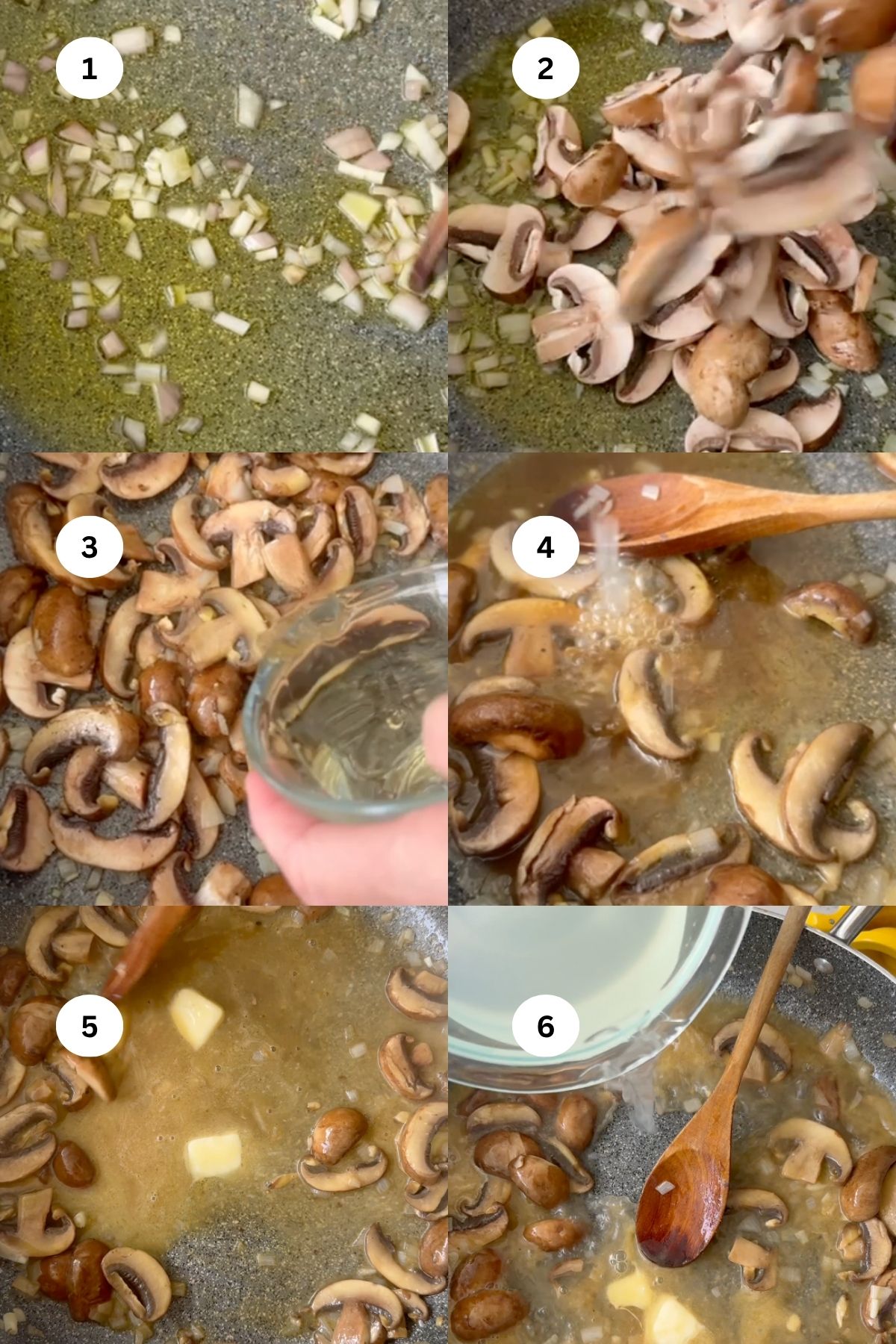 Mushroom pasta step by step.
