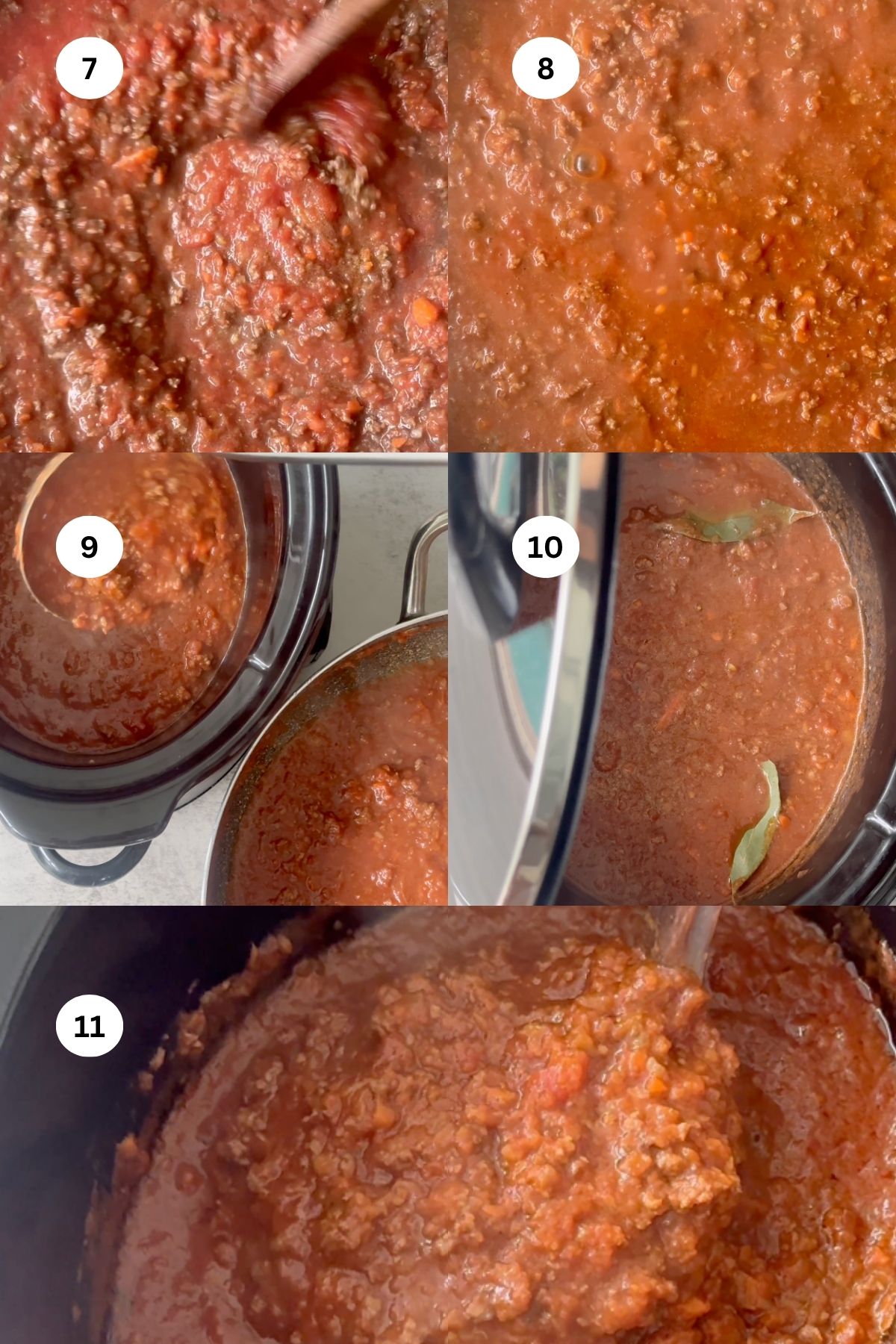 Slow cooker bolognese step by step.